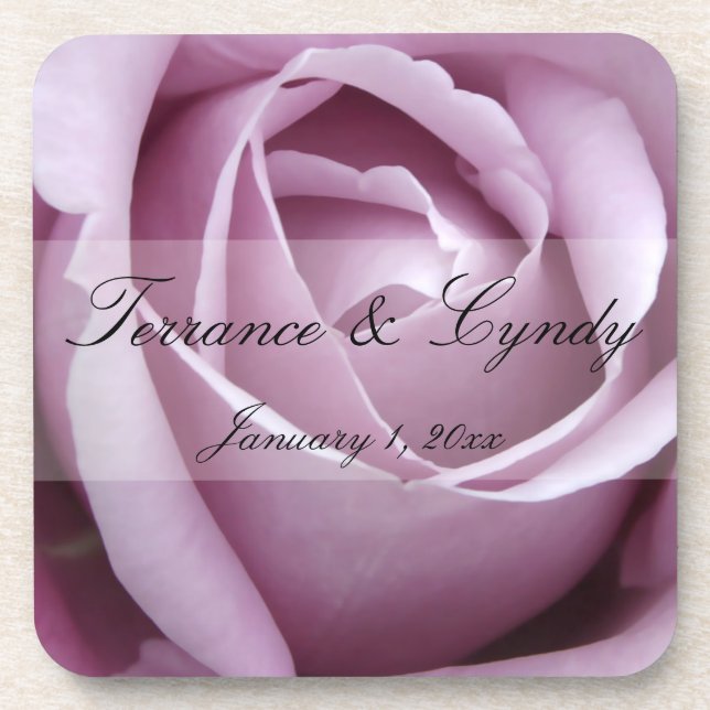 Soft Purple Rose Personal Wedding Coaster (Front)