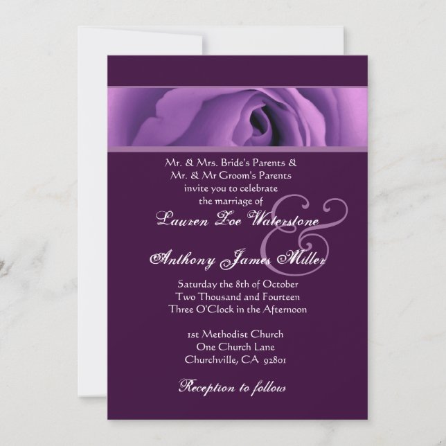 Soft Purple Rose Wedding Template H438 (Front)