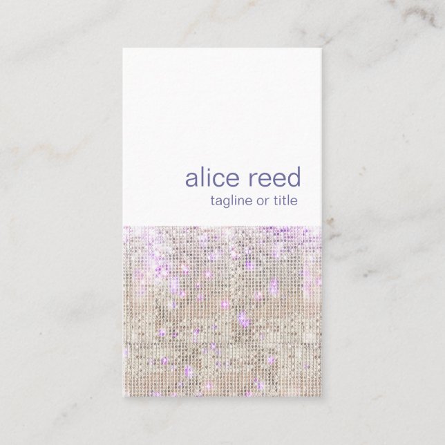 Soft Purple Silver Sequins Beauty Stylist Business Card (Front)