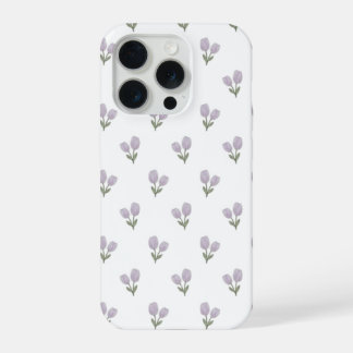 Soft Purple Tulip Pattern Minimal Aesthetic Phone  iPhone 15 Pro Case