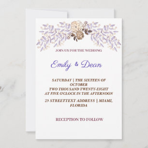 Soft Purple Watercolor Floral Wedding Invitation