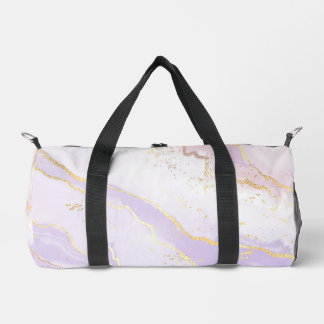 Soft Purple Watercolor Gold Splash Elegant Duffle Bag