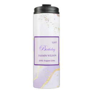 Soft Purple Watercolor Gold Splash Elegant Thermal Tumbler