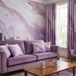 Soft Purple  Watercolor Gold Splash Elegant Tile