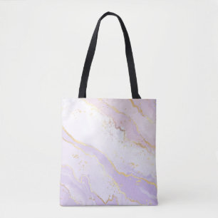 Soft Purple Watercolor Gold Splash Elegant Tote Bag
