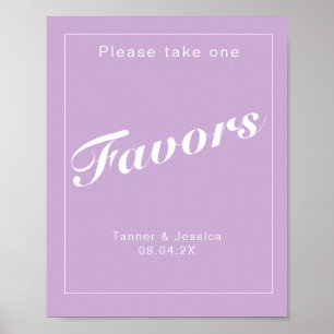 Soft Purple & White Modern Minimalist Wedding Sign