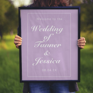 Soft Purple & White Modern Wedding Welcome  Poster