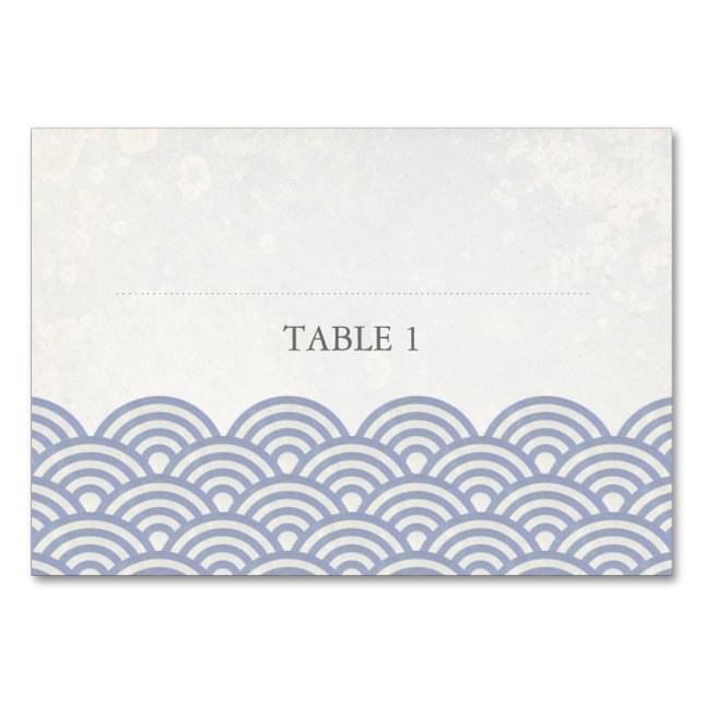 Soft Purple + White Stylised Waves Place Name Card (Front)