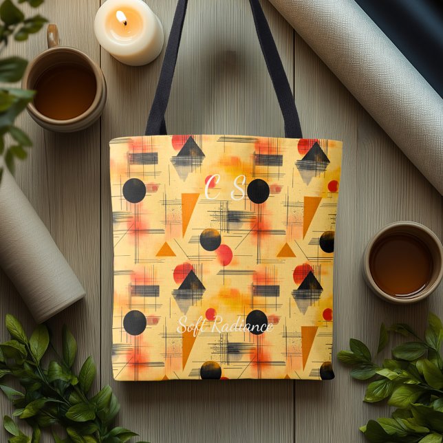 Soft Radiance Abstract – Warm Beige, Orange, Black Tote Bag (Creator Uploaded)