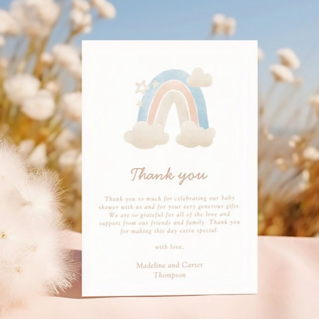 Soft Rainbow Cloud Baby Shower Gratitude Note Thank You Card (Creator Uploaded)