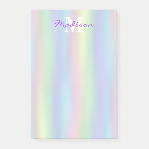 Soft Rainbow Holographic   Monogram Post-it Notes