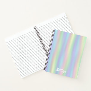 Soft Rainbow Holographic   Personalised Spiral Notebook