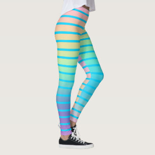 Soft Rainbow Pastel Gradient Stripes Leggings