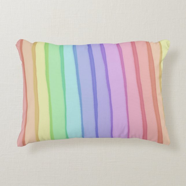 🌈 Soft Rainbow Polyester Accent Pillow 16" x 12" (Front)