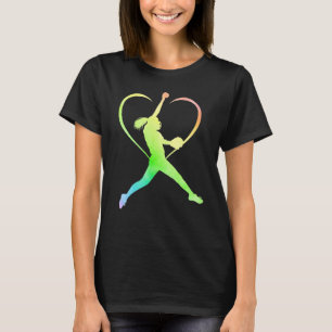 Soft Rainbow Softball For Teen Girls Pitcher Patt T-Shirt