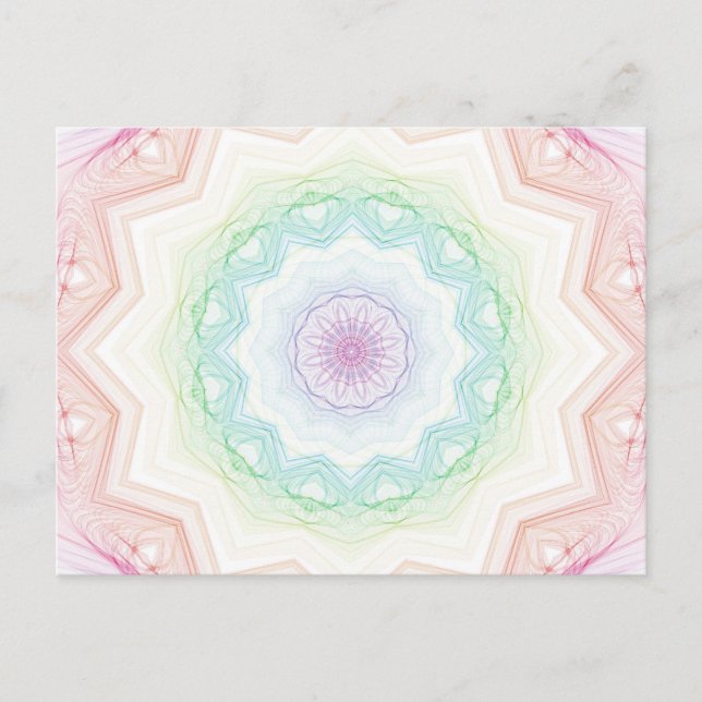 Soft Rainbow Spirograph Postcard (Front)
