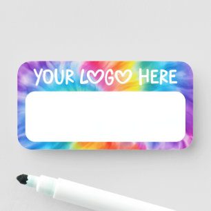 Soft Rainbow Swirl Tie Dye Business Logo Name Tag