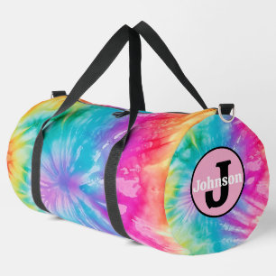 Soft Rainbow Tie Dye Monogram Personalised Kit Duffle Bag