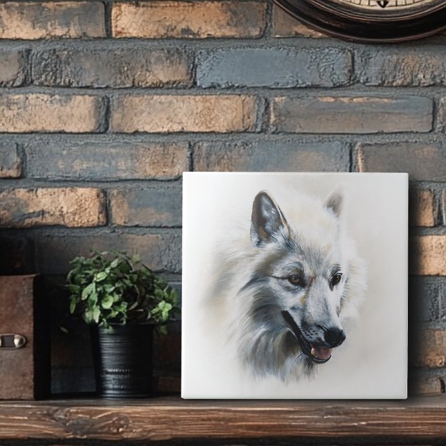 Soft Realistic Majestic White Wolf Portrait Tile (Creator Uploaded)