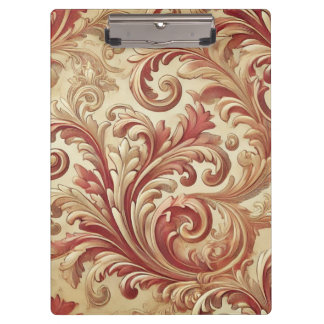 Soft Red and Gold Damask Pattern Clipboard