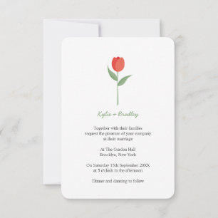 Soft Red Minimalist Tulip Invitation