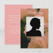 Soft red rose funeral prayer card