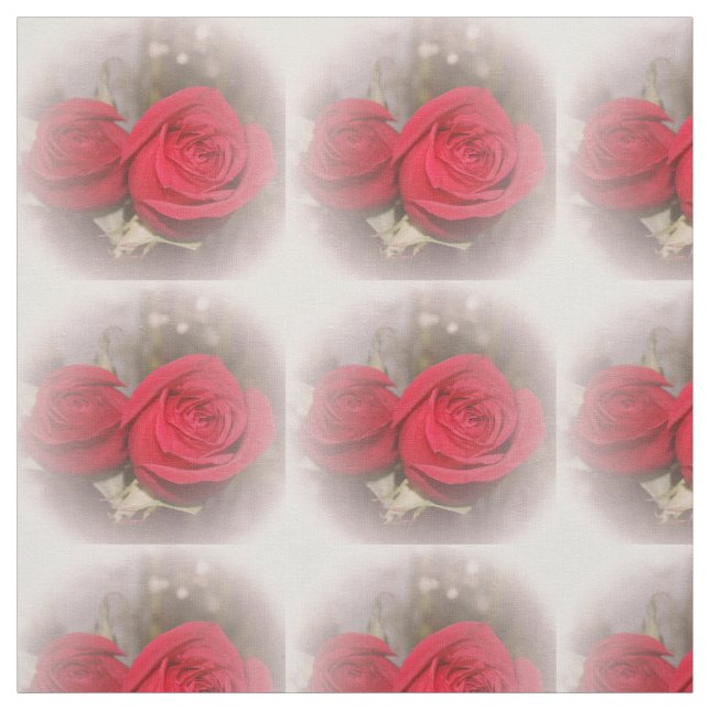 Soft Red Roses Fabric (Swatch)
