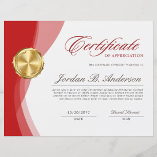 Soft Red Wave Professional Certificate Award