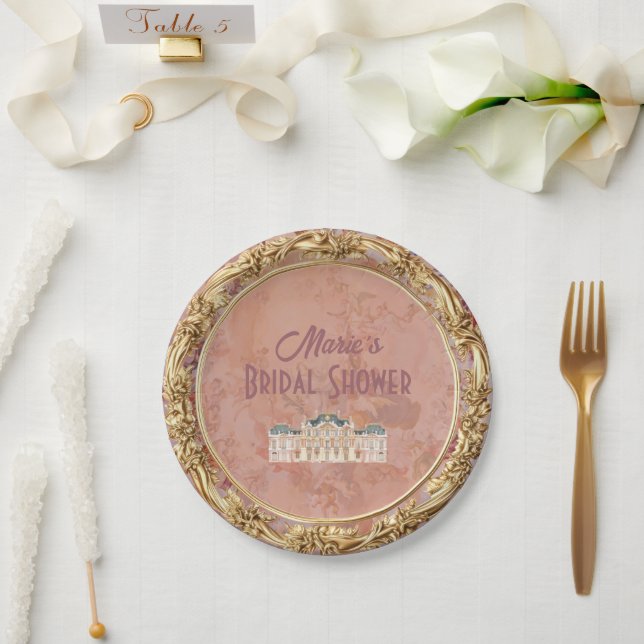 Soft Renaissance Rococo Aesthetic Bridal Shower Paper Plate (Wedding)