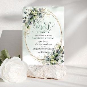 Soft Romance Green and Whit Bridal Shower Invitati Invitation