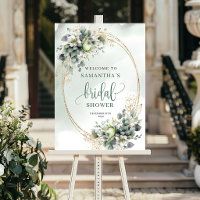 Soft Romance Greenery Gold Bridal Shower Welcome