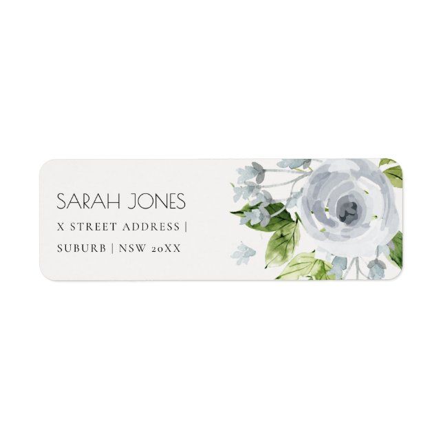 SOFT ROMANTIC AQUA BLUE WATERCOLOR FLORAL ADDRESS (Front)