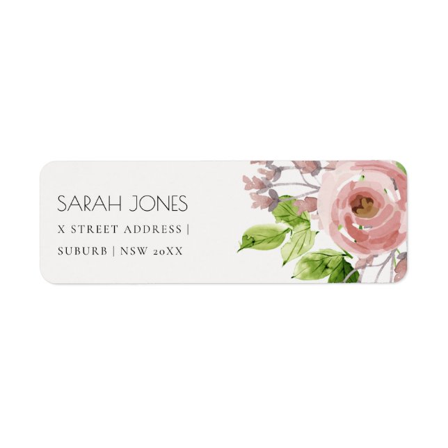 SOFT ROMANTIC BLUSH PINK WATERCOLOR FLORAL ADDRESS (Front)