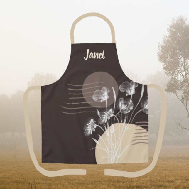 Soft Romantic Chocolate Minimalist Floral Apron (Creator Uploaded)