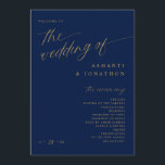 Soft Romantic Dark Navy Blue and Gold Wedding Programme<br><div class="desc">Introducing our Modern Romantic Navy Blue & Gold Wedding Program in a 5x7 size! This program encapsulates timeless elegance and romance with its rich navy blue background and graceful gold calligraphy and text. This compact 5x7 program design still carries the same enchanting charm, setting the perfect ambiance for your special...</div>