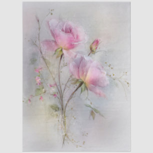 Soft Romantic Feminine Pink Roses for Decoupage Ti Tissue Paper