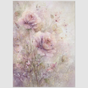 Soft Romantic Feminine Pink Roses for Decoupage Tissue Paper