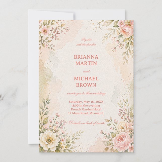 Soft Romantic Floral Invitation (Front)