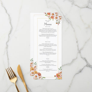 Soft romantic floral menu botanical wedding