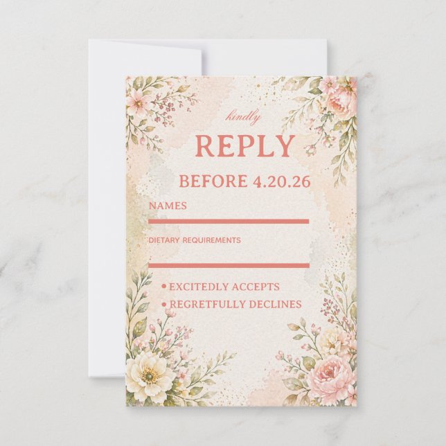 Soft Romantic Floral RSVP Card (Front)