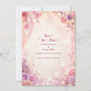 Soft Romantic Floral Wedding Glow Invitation
