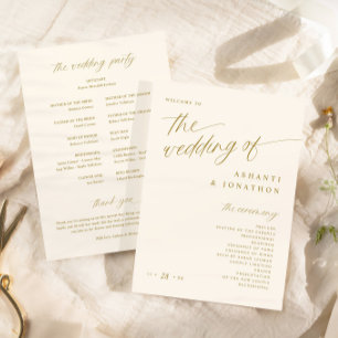 Soft Romantic Gold and Light Ivory Wedding Programme