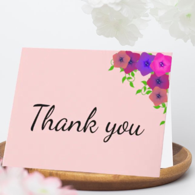 Soft Romantic Pink Petunia Thank You Card (Creator Uploaded)
