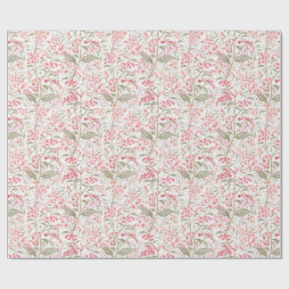 Soft Romantic Watercolor Pink Blossom Botanical Wrapping Paper