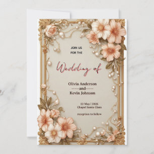 🌿 Soft Romantic Wedding Floral Layout 🌿 Invitation