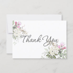 Soft Rose Floral and Greenery Thank You Card