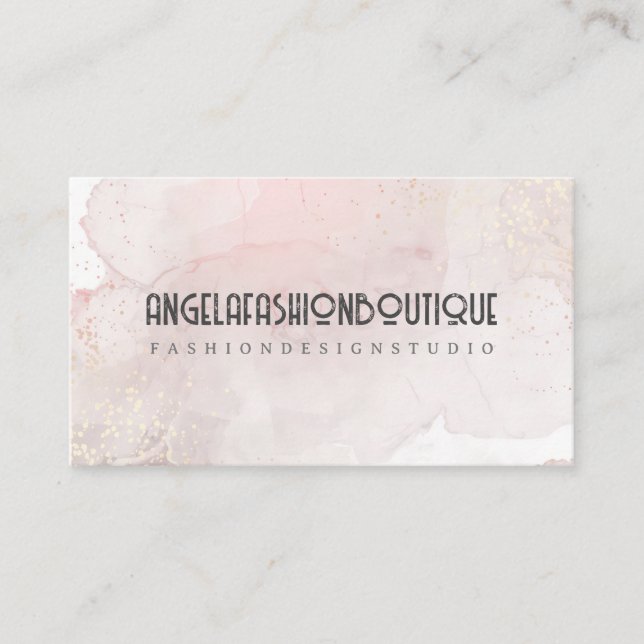 Soft Rose Gold Painting Abstract Watercolor Business Card (Front)