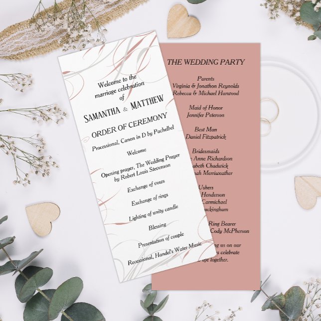Soft Rose & Grey Flourishes Wedding Programme (Creator Uploaded)