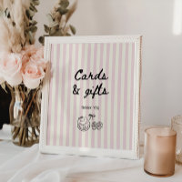 Soft Rose Stripes Baby Shower Cards and Gifts