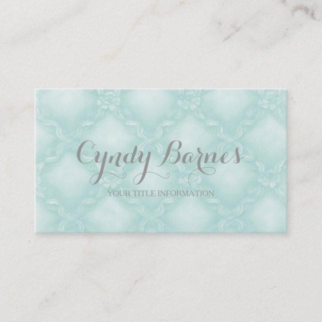 Soft Rose Trellis in Mint Green Business Card (Front)